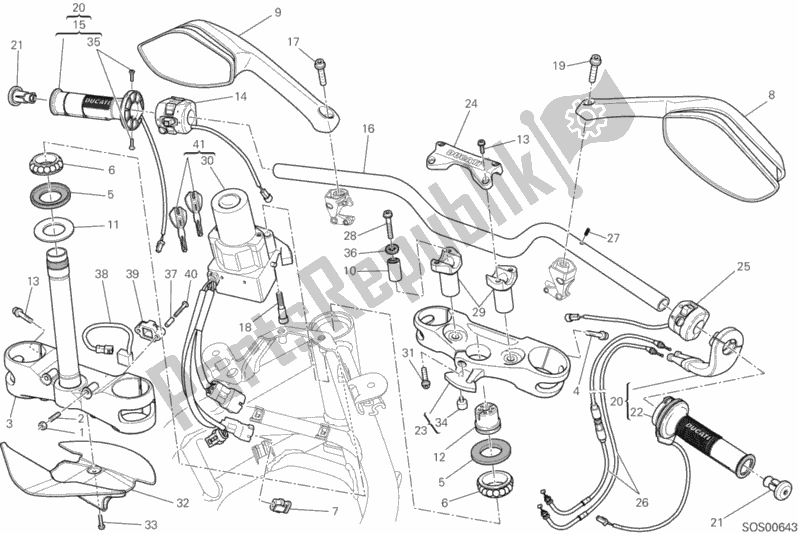 All parts for the Handlebar of the Ducati Multistrada 1200 S Touring D-air 2014